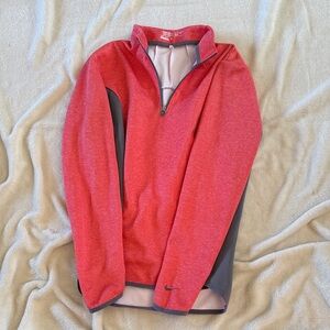 Nike Coral and Gray Half-Zip Top